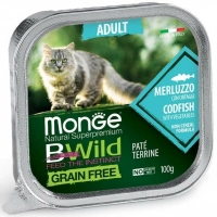 Monge Cat BWild Grain Free pašteta za mačke Bakalar i Povrće 100 g