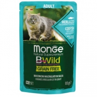 Monge Cat BWild Grain Free sos Bakalar i Račići 85 g