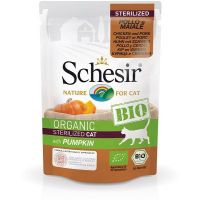 Schesir Bio Organic preliv za sterilisane mačke Piletina, Svinjetina, Bundeva 85g